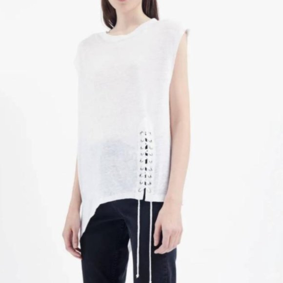 IRO Karami Linen Asymmetrical Lace-up T-shirt - Picture 6 of 7